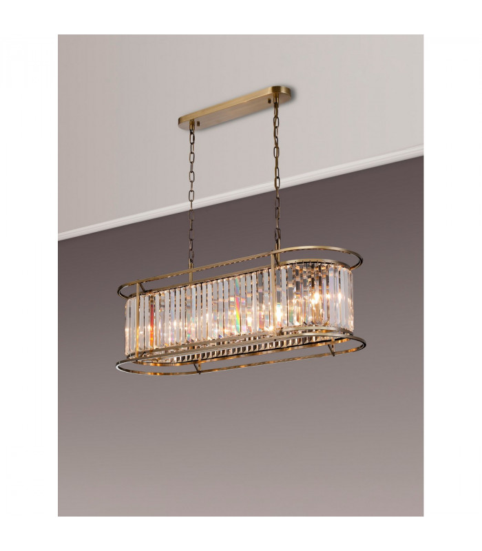 Guilford Oval Ceiling Pendant 7 Light E14 Antique Brass Clear-3
