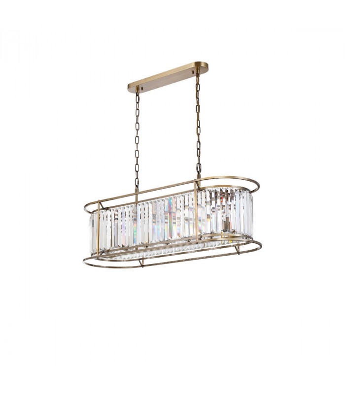 Guilford Oval Ceiling Pendant 7 Light E14 Antique Brass Clear-4