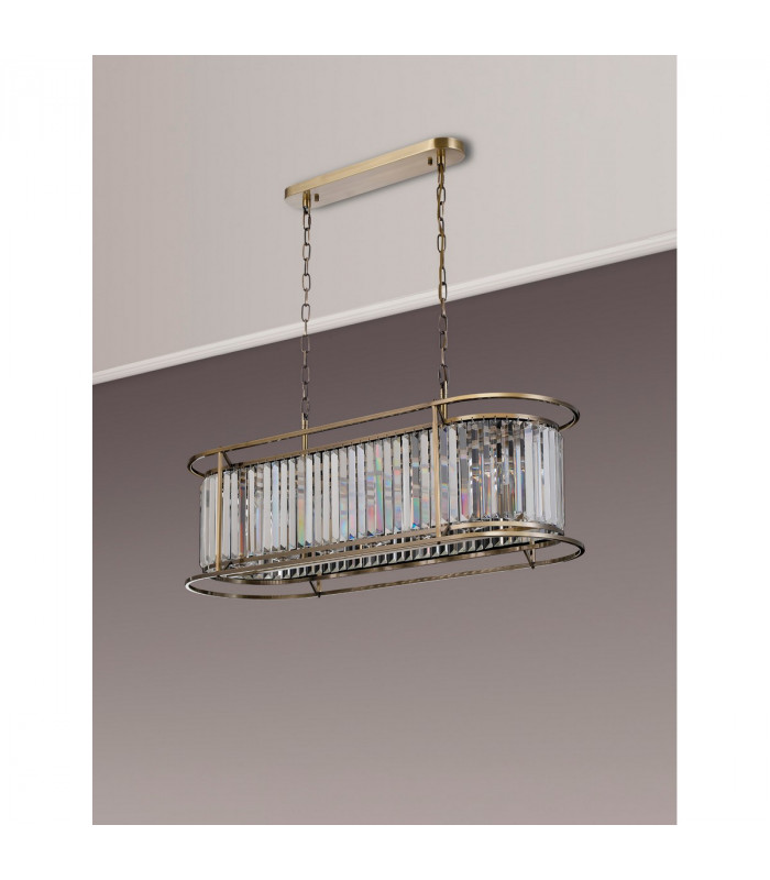 Guilford Oval Ceiling Pendant 7 Light E14 Antique Brass Clear-8