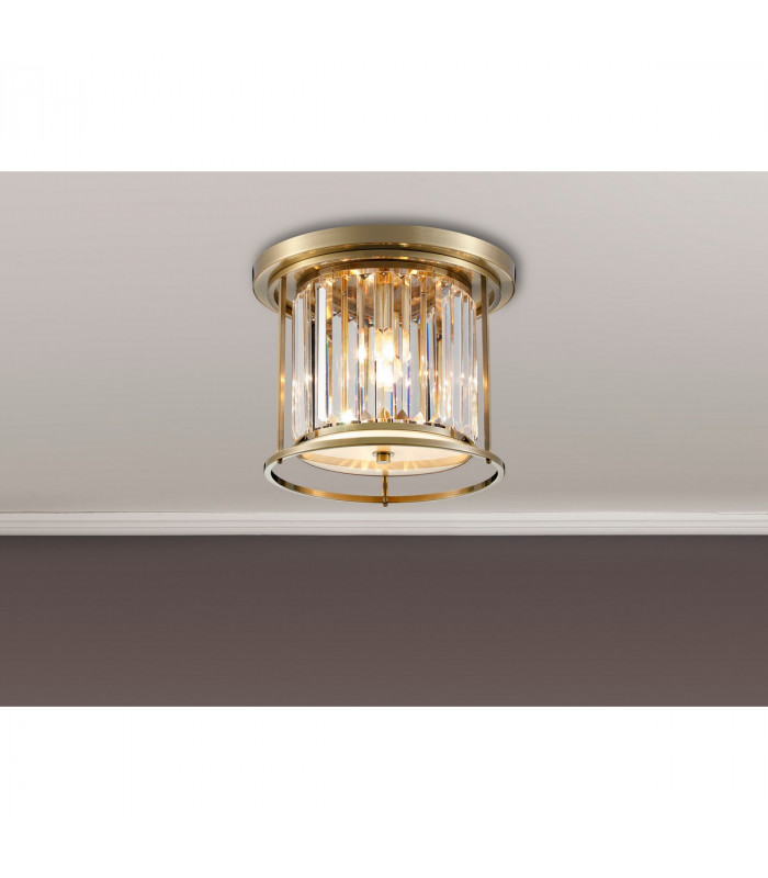Guilford Ceiling Lamp 3 Light E27 Antique Brass Clear-3