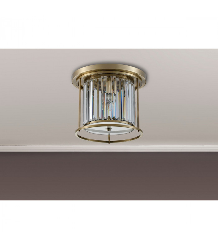Guilford Ceiling Lamp 3 Light E27 Antique Brass Clear-7