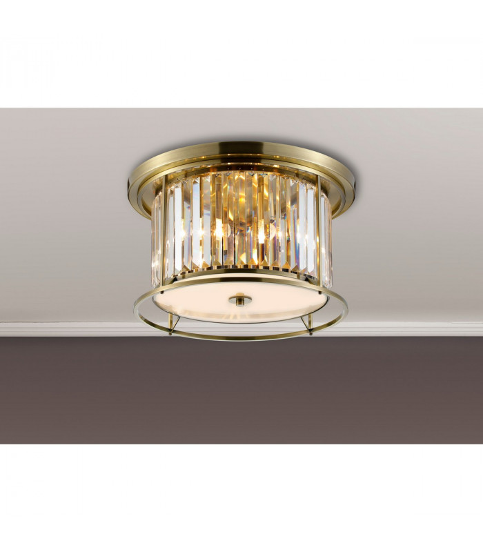 Guilford Ceiling Lamp 4 Light E27 Antique Brass Clear-3