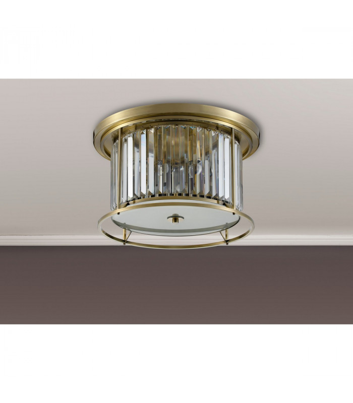 Guilford Ceiling Lamp 4 Light E27 Antique Brass Clear-7
