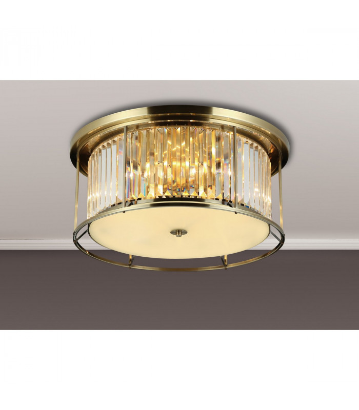Guilford Ceiling Lamp 6 Light E27 Antique Brass Clear-3