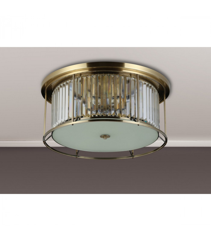 Guilford Ceiling Lamp 6 Light E27 Antique Brass Clear-7