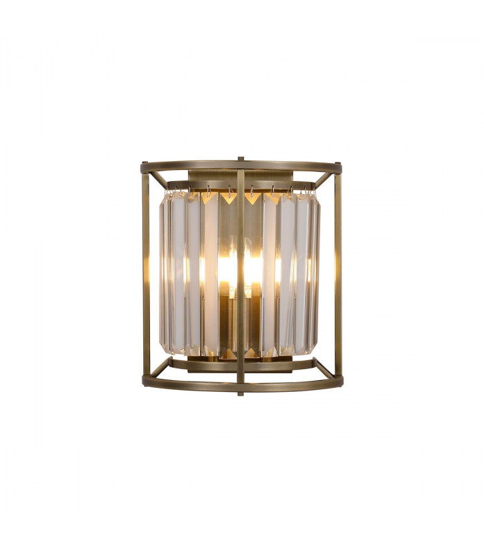 Guilford Wall Lamp 2 Light E14 Antique Brass Clear-1