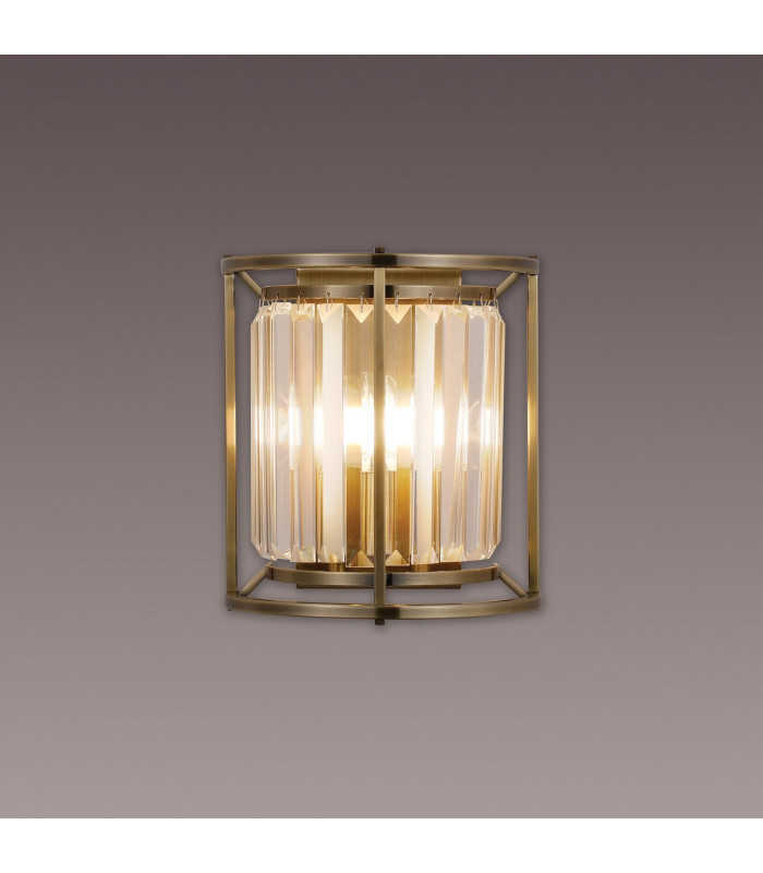 Guilford Wall Lamp 2 Light E14 Antique Brass Clear-3