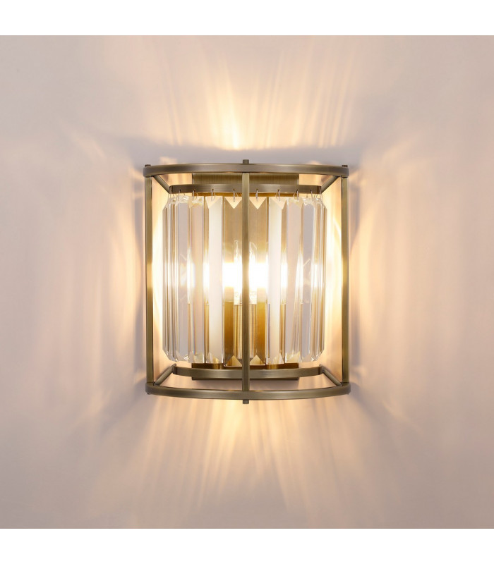 Guilford Wall Lamp 2 Light E14 Antique Brass Clear-8
