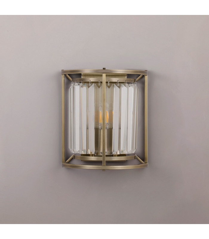 Guilford Wall Lamp 2 Light E14 Antique Brass Clear-9
