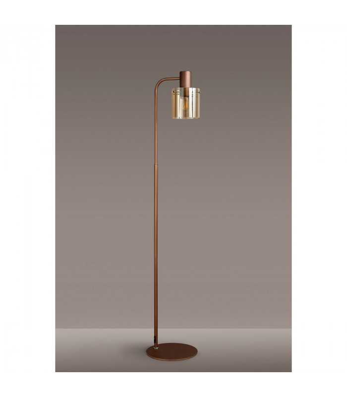 Ghent Floor Lamp E27 Mocha Amber Glass-7