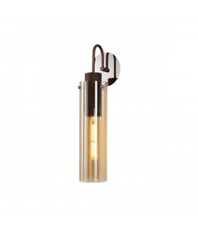 Miami Slim Single Switched Wall Lamp 1x E27 Mocha Amber Glass-1