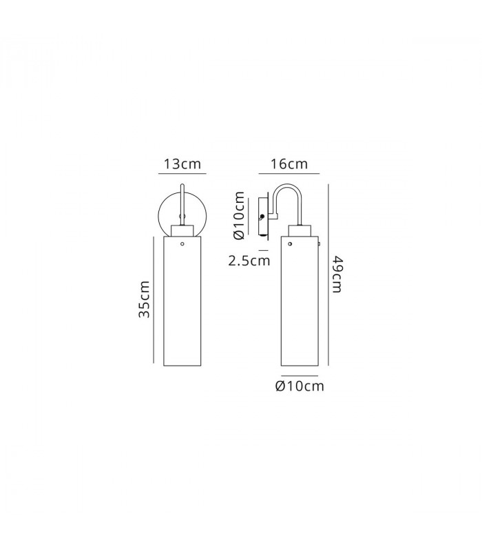 Miami Slim Single Switched Wall Lamp 1x E27 Mocha Amber Glass-2