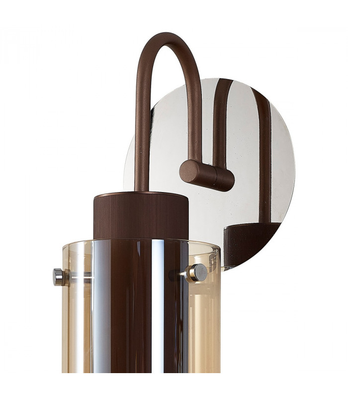 Miami Slim Single Switched Wall Lamp 1x E27 Mocha Amber Glass-5