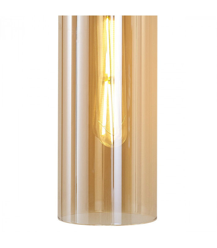 Miami Slim Single Switched Wall Lamp 1x E27 Mocha Amber Glass-6