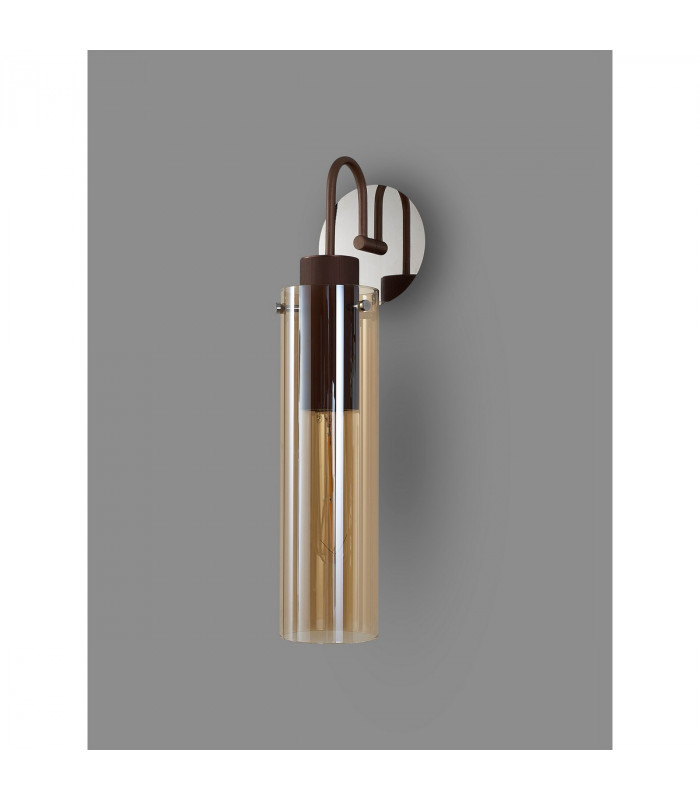 Miami Slim Single Switched Wall Lamp 1x E27 Mocha Amber Glass-7