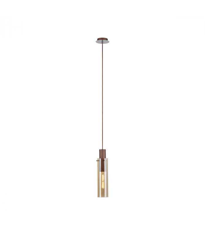 Miami Slim Single Ceiling Pendant Adjustable E27 Mocha Amber Glass-7