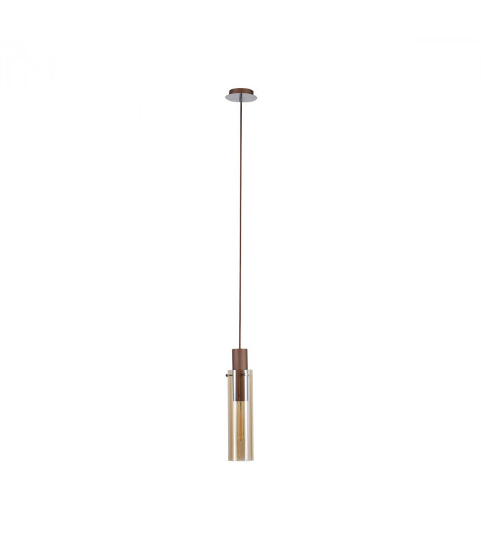 Miami Slim Single Ceiling Pendant Adjustable E27 Mocha Amber Glass-8
