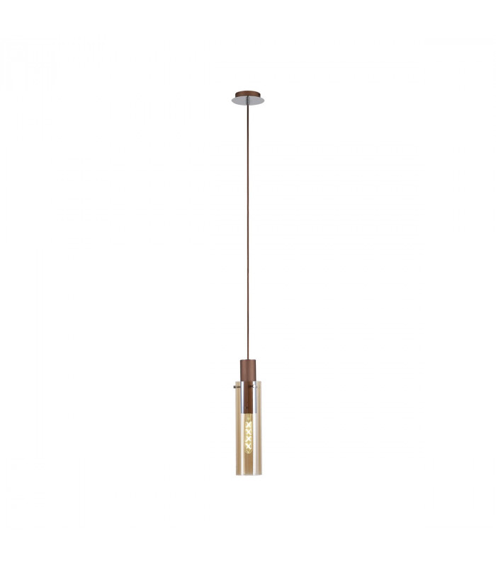 Miami Slim Single Ceiling Pendant Adjustable E27 Mocha Amber Glass-9