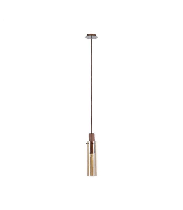 Miami Slim Single Ceiling Pendant Adjustable E27 Mocha Amber Glass-10