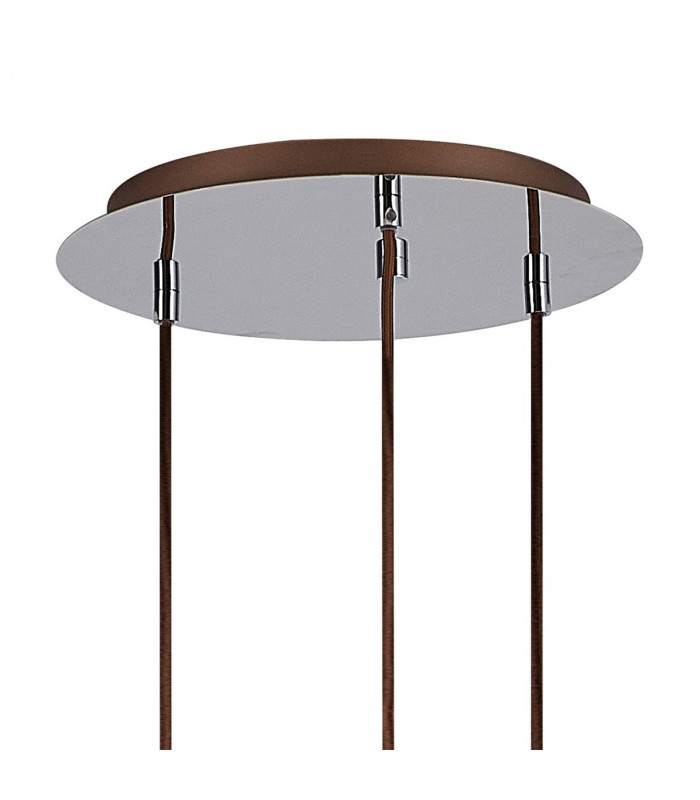 Miami Slim Round Ceiling Pendant 3 Light Adjustable E27 Mocha Amber Glass-5