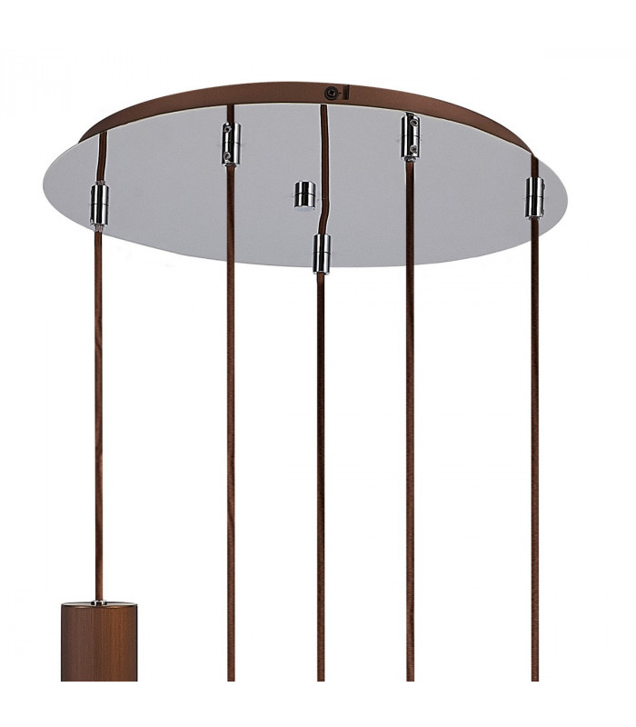 Miami Slim Round Ceiling Pendant 5 Light Adjustable E27 Mocha Amber Glass-5