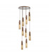 Blake Slim Round Ceiling Pendant 9 Light Adjustable E27 Mocha Amber Glass-1