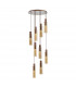 Blake Slim Round Ceiling Pendant 9 Light Adjustable E27 Mocha Amber Glass-4