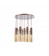 Blake Slim Round Ceiling Pendant 9 Light Adjustable E27 Mocha Amber Glass-6