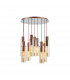 Blake Slim Round Ceiling Pendant 9 Light Adjustable E27 Mocha Amber Glass-7