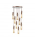 Blake Slim Round Ceiling Pendant 9 Light Adjustable E27 Mocha Amber Glass-9