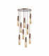 Blake Slim Round Ceiling Pendant 9 Light Adjustable E27 Mocha Amber Glass-10