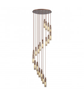 Miami Slim Round Ceiling Pendant 21 Light Adjustable E27 Mocha Amber Glass Item Weight: 38.2kg-1