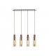 Miami Slim Linear Ceiling Pendant 4 Light Adjustable E27 Mocha Amber Glass-1
