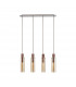 Miami Slim Linear Ceiling Pendant 4 Light Adjustable E27 Mocha Amber Glass-4