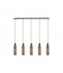 Miami Slim Linear Ceiling Pendant 5 Light Adjustable E27 Mocha Amber Glass-4