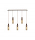 Miami Slim Linear Ceiling Pendant 5 Light Adjustable E27 Mocha Amber Glass-5