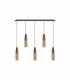 Miami Slim Linear Ceiling Pendant 5 Light Adjustable E27 Mocha Amber Glass-6