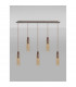 Miami Slim Linear Ceiling Pendant 5 Light Adjustable E27 Mocha Amber Glass-9