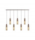 Miami Slim Linear Ceiling Pendant 7 Light Adjustable E27 Mocha Amber Glass-5