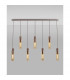 Miami Slim Linear Ceiling Pendant 7 Light Adjustable E27 Mocha Amber Glass-8
