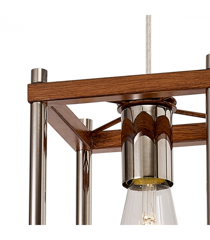 Catskill Ceiling Pendant E27 Walnut Polished Nickel-6