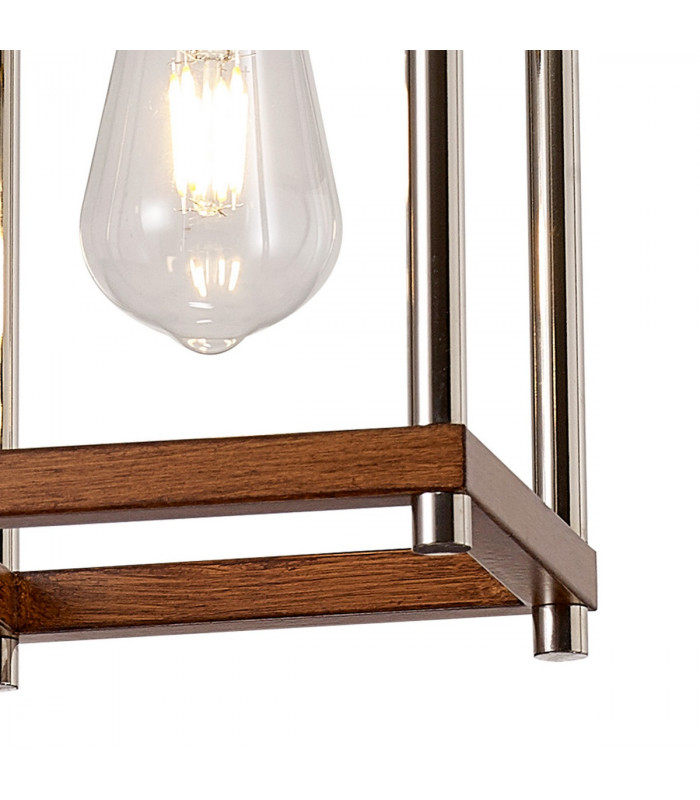 Catskill Ceiling Pendant E27 Walnut Polished Nickel-7