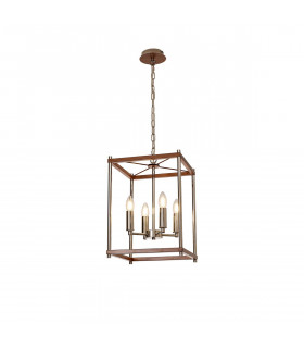 Catskill Ceiling Pendant 4 Light E14 Walnut Polished Nickel-1