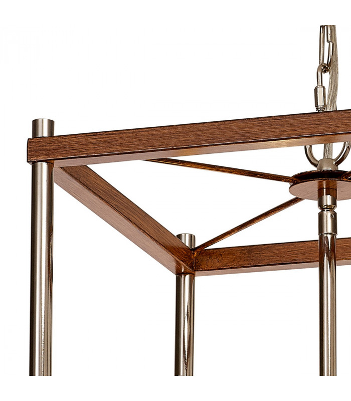 Catskill Ceiling Pendant 4 Light E14 Walnut Polished Nickel-6