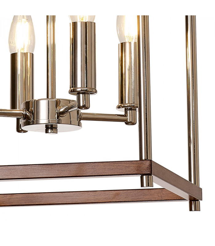 Catskill Ceiling Pendant 4 Light E14 Walnut Polished Nickel-7