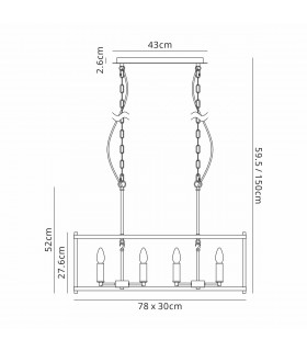 Catskill Linear Ceiling Pendant 8 Light E14 Walnut Polished Nickel-2