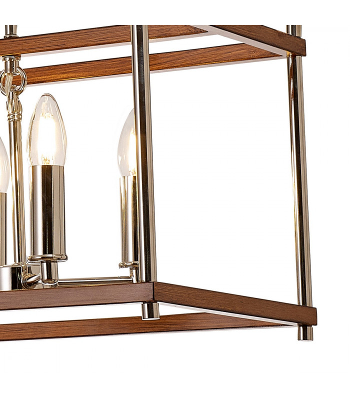 Catskill Linear Ceiling Pendant 8 Light E14 Walnut Polished Nickel-8