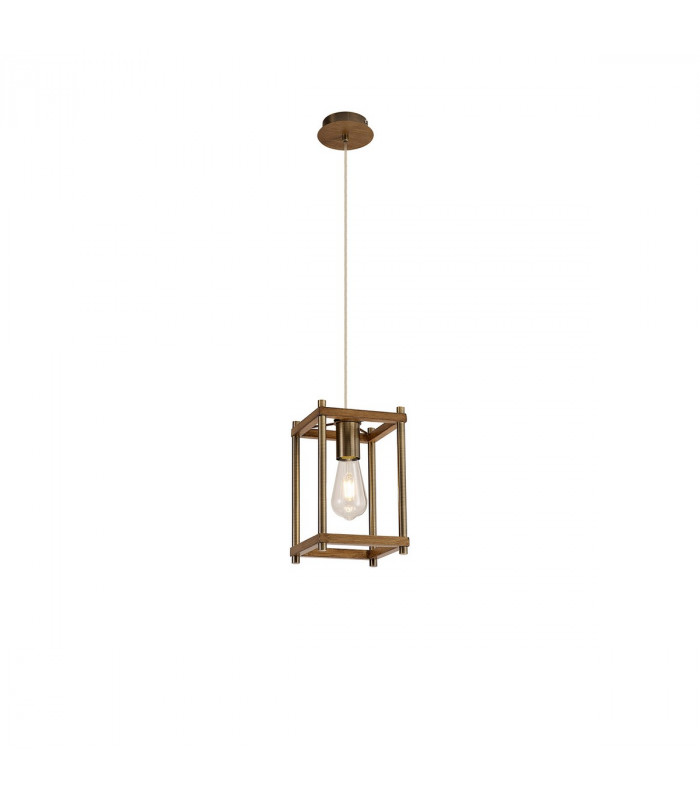 Catskill Ceiling Pendant E27 Medium Oak Antique Brass-1