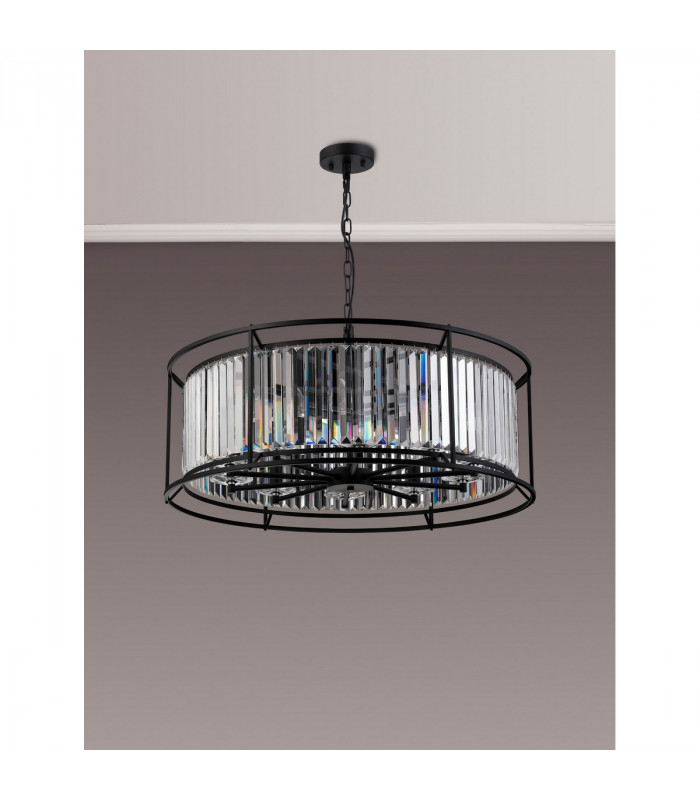 Guilford Ceiling Pendant 10 Light E14 Satin Black Clear-9