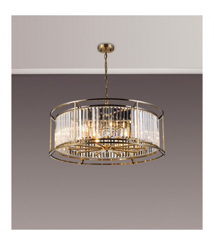 Guilford Ceiling Pendant 10 Light E14 Antique Brass Clear-3
